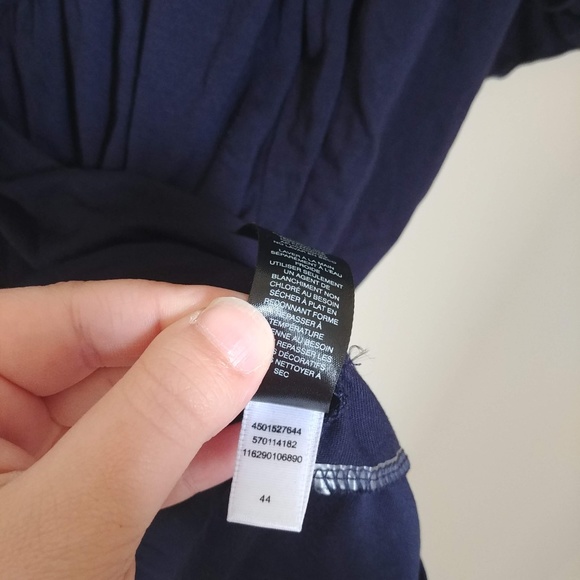 WHBM BLUE EMBELLISHED NECK BLOUSON TOP BLOUSE - Picture 6 of 7